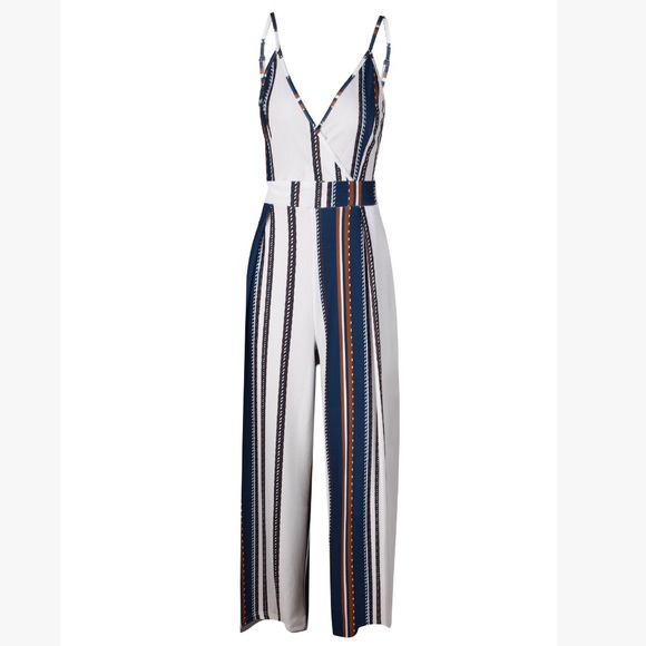 💕💕You Are Pretty Navy White Stripe Jumpsuit - Picture 4 of 7